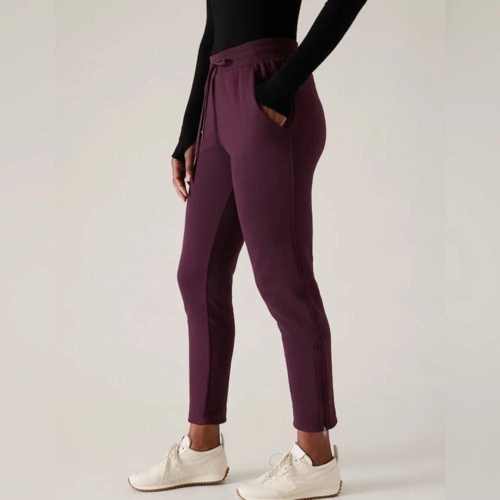 Athleta Burgundy Cozy Karma Pants - Picture 2 of 7